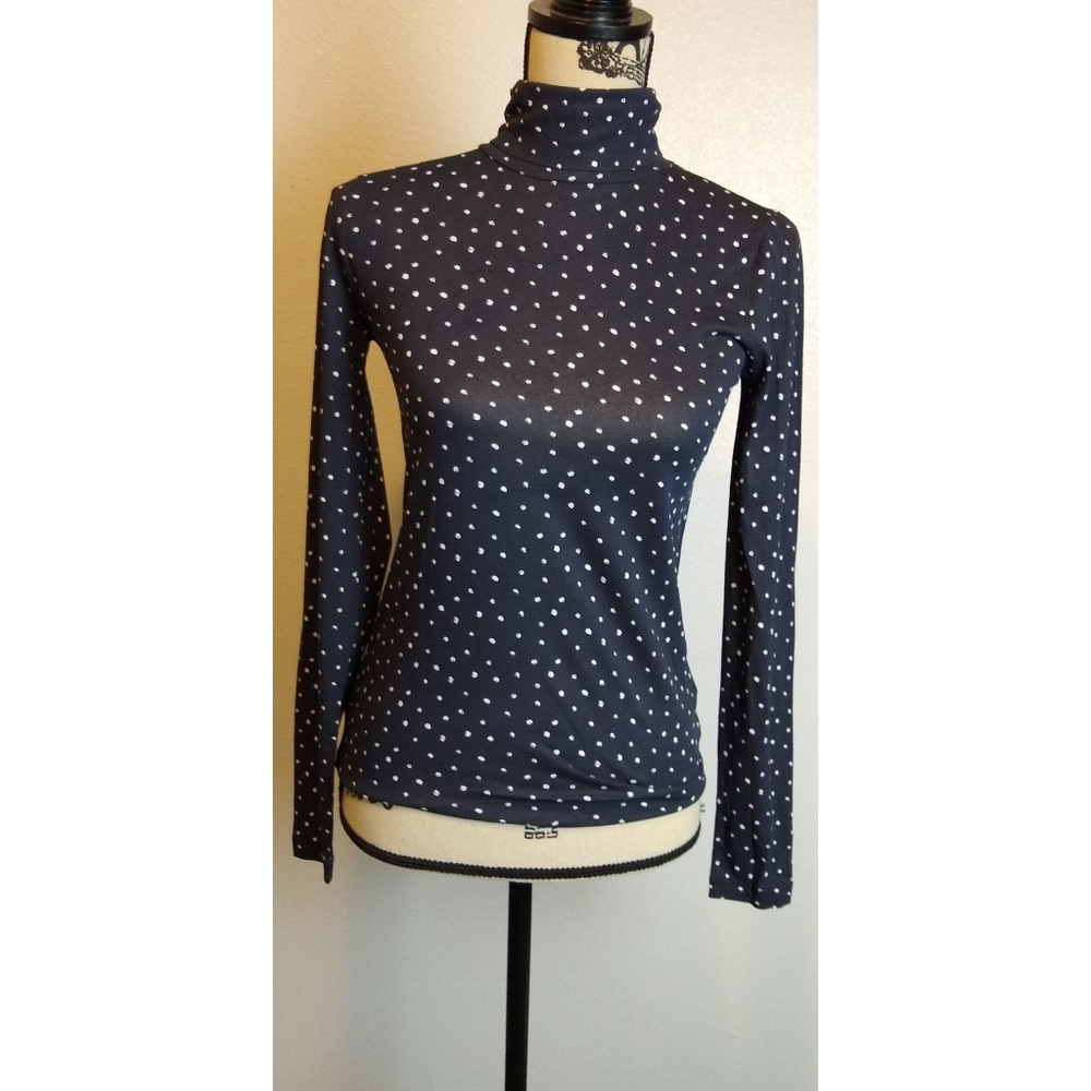 J. Crew Navy Polka Dot Turtleneck